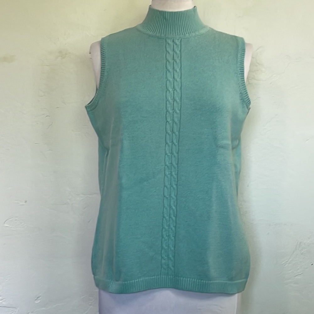 High Sierra Turtle Neck Sleeveless Teal Blue Sweater Shell Size 1X
